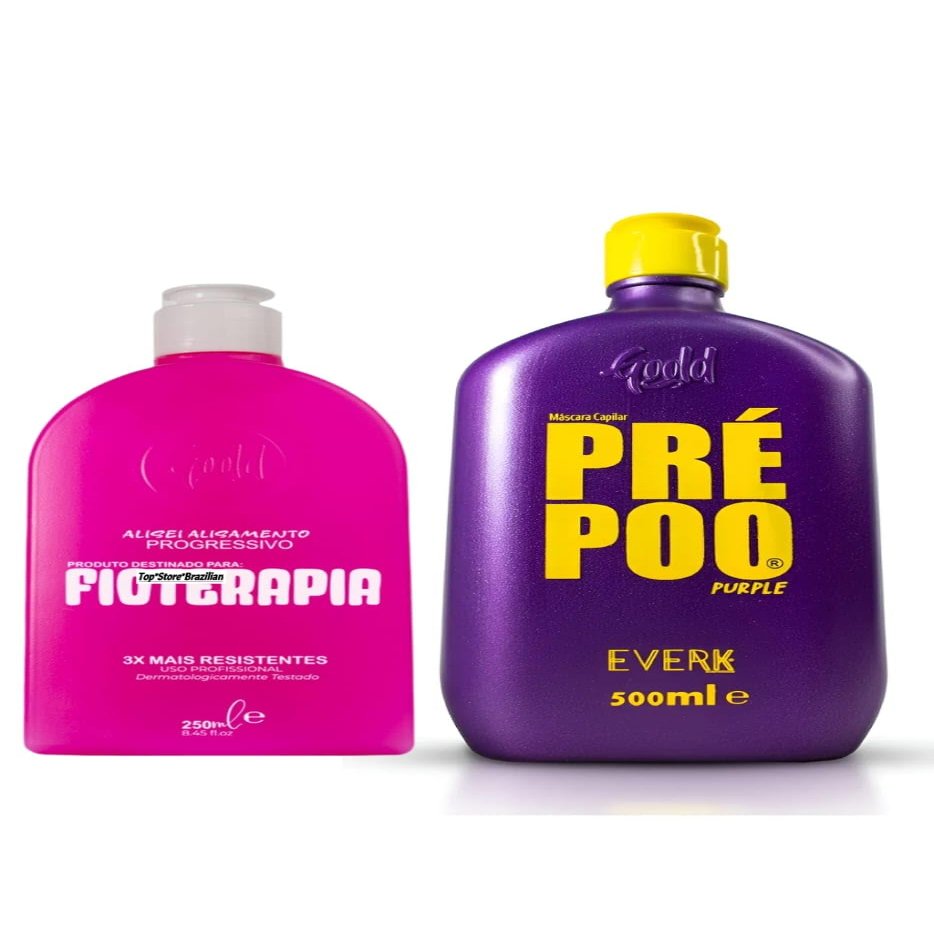Kit Gold Spell / Nova Progressive Fioterapi@ 250ml + Purple Pre-Poo Hair Mask 500ml / Brazilian Keratin Treatment