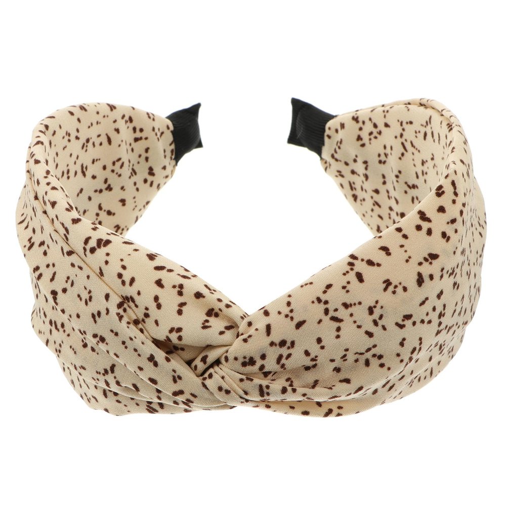SEWACC Wide Knotted Cross Hairband for Women, Wide-brimmed Fabric Headband, Soft Elastic Hair Hoop, Beige, Suitable for Daily Wear and Sports