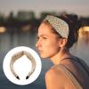 SEWACC Wide Knotted Cross Hairband for Women, Wide-brimmed Fabric Headband, Soft Elastic Hair Hoop, Beige, Suitable for Daily Wear and Sports view 3