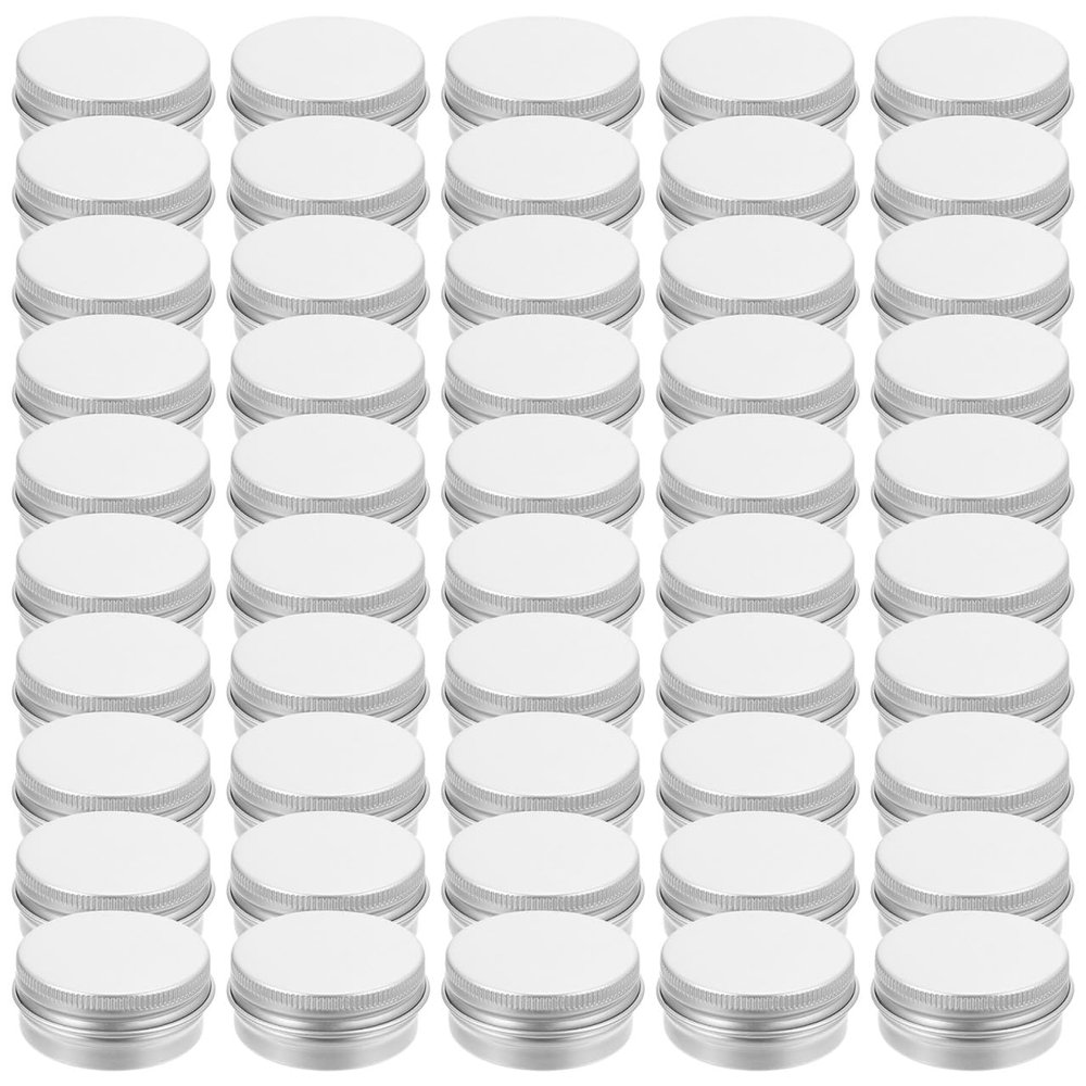 BEBEMOKO 50pcs 15ml Aluminum Cosmetics Sub Container with Spiral Lid, Small Refillable Cream Storage Box for Travel and Sample Packaging