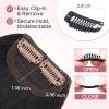 SEGOHAIR 2 Pcs Clip in Short Hair Extensions for Women, 100% Real Human Hair Scalp Fill Ins, Seamless Invisible Hairpieces for Thinning Hair, Adding Volume 8Inch #1B Natural Black view 2