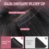 SEGOHAIR 2 Pcs Clip in Short Hair Extensions for Women, 100% Real Human Hair Scalp Fill Ins, Seamless Invisible Hairpieces for Thinning Hair, Adding Volume 8Inch #1B Natural Black view 4