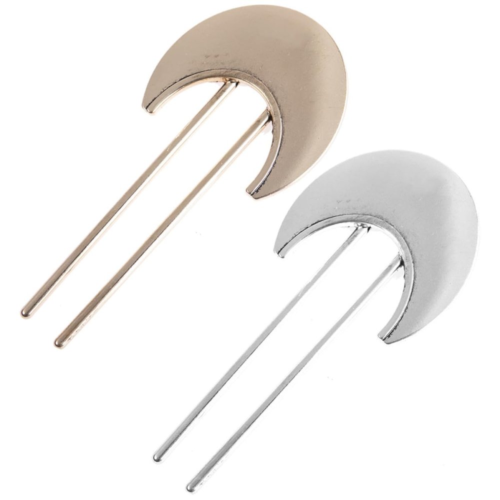STAHAD Metal Fan Hair Stick U Shape Hair Fork 2pcs Set for Women Gold and Silver