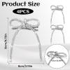 WJIAAA 4 Pcs Silver Rhinestone Bow Hair Clips, Bling Bling Hair Accessories Sparkly Crystal Rhinestone Bowknot Clips Duckbill Barrettes Non-Slip Jeweled Diamond Bow for Women Wedding Christmas Party view 2