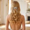 WJIAAA 4 Pcs Silver Rhinestone Bow Hair Clips, Bling Bling Hair Accessories Sparkly Crystal Rhinestone Bowknot Clips Duckbill Barrettes Non-Slip Jeweled Diamond Bow for Women Wedding Christmas Party view 3