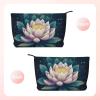 DDTKLSNV Portable Makeup Bag Corduroy Cosmetic Bags With Zipper Travel Makeup Purse Pouch Magic Lotus Floral Skincare Storage Bag Toiletry Organizer Bags For Women Girls view 3