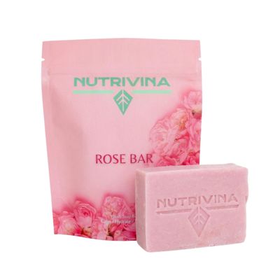 Nutrivina Rose Radiance Body Bar Soap, Glow & Hydration for Women, Natural Ingredients, Rose Petal Powder