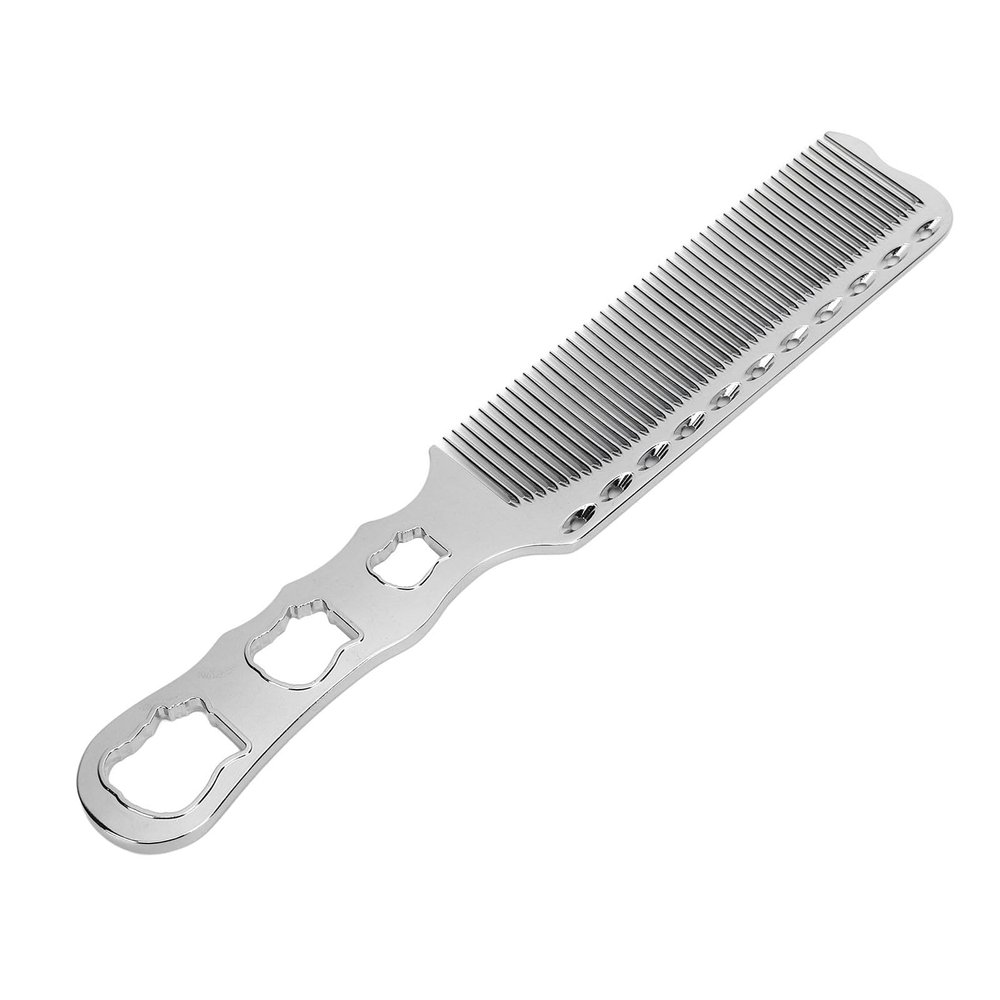 Semme Professional Metal Hair Comb Premium Aluminum Fine Tooth Hair Cutting Flat Top Clipper Comb for Barbers Stylists and Home Use (Silver)