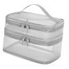 Double Layer Makeup Bag with Sturdy Handle, Large Makeup Bag for Women, Easy Classification Mesh Cosmetic for Gym, PVC Material (Double Layer) view 2