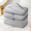 Double Layer Makeup Bag with Sturdy Handle, Large Makeup Bag for Women, Easy Classification Mesh Cosmetic for Gym, PVC Material (Double Layer) view 4
