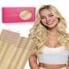 WENNALIFE Mini Tape in Hair Extensions Human Hair for Thin Hair, Light Blonde Highlighted Golden Blonde 14 Inch 40g Invisible Tape Ins No Show No Bulk, Seamless Cuttable PU Weft DIY at Home view 1