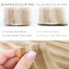 WENNALIFE Seamless Clip in Hair Extensions Real Human Hair, 14 Inch 110g Dirty Blonde Mixed Bleach Blonde Invisible PU Skin Weft, Natural Thick Real Hair Clip Ins for Women, Soft Reusable Remy Hair view 4