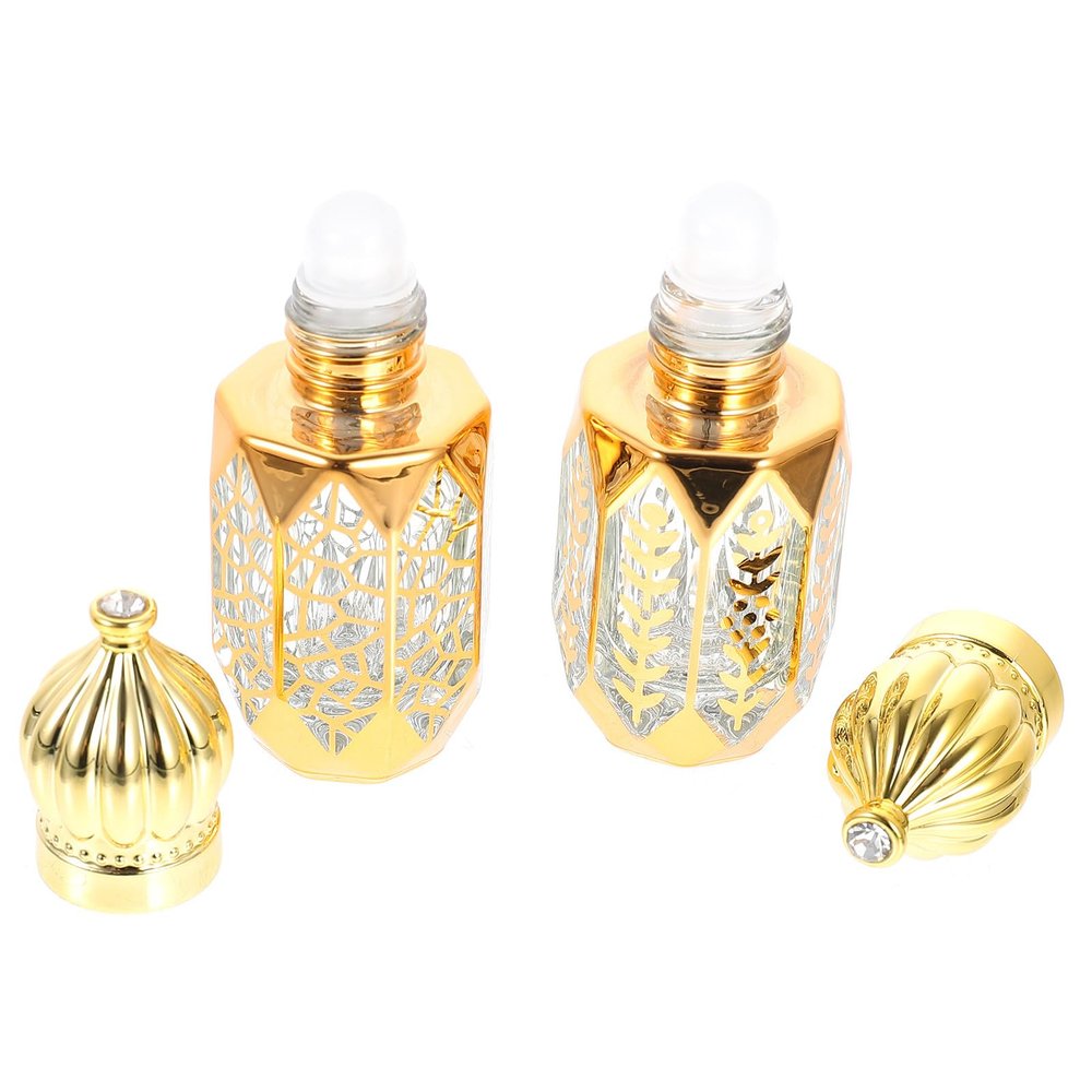 KAILIKETIY 2pcs 6ml Essential Oil Sub Bottles Roll-on Glass Perfume Bottles Portable Refillable for Travel and Massage Style