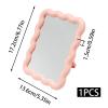 NoxWisp 1 Pcs Pink Wave-Shaped Makeup Mirror, Portable Folding Travel Makeup Mirror, Standing/Hanging Home Decorations for Women/Girls view 2