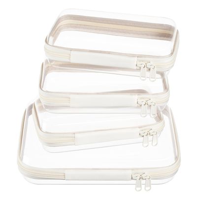 4 pcs Clear Zipper Pouches,Hard Shell Zipper Case, Toiletry Bag for Travel
