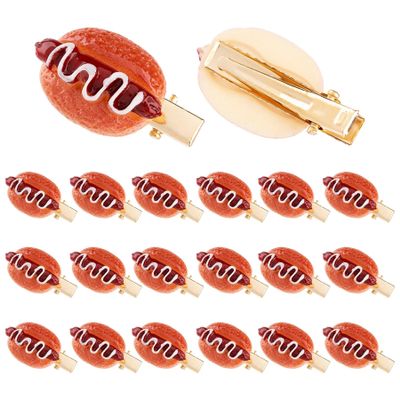 KINCHYGO 20 Pack Mini Hot Dog Hair Clips Simulated Food Hairpins