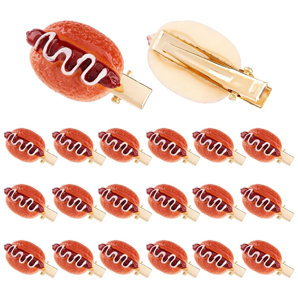 KINCHYGO 20 Pack Mini Hot Dog Hair Clips Simulated Food Hairpins