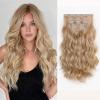 XIXISNOW Clip in Hair Extensions clip ins Synthetic Wavy 18 Inch Blonde view 1