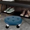 HOMOBABE Low Stool with Wheels Rolling Footrest Stool Small Blue Swivel for Bedroom Living Room Pedicure Shoe Changing view 4
