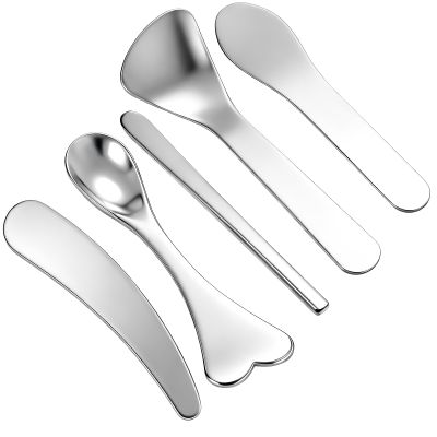 5 Pcs Mini Metal Makeup Spatula, Stainless Steel Cosmetic Spoon, Multi Functional Beauty Spatula, Facial Applicator Tool, Skincare Tools for Mixing Sampling Cream Mask Lotions Moisturizers, Reusable