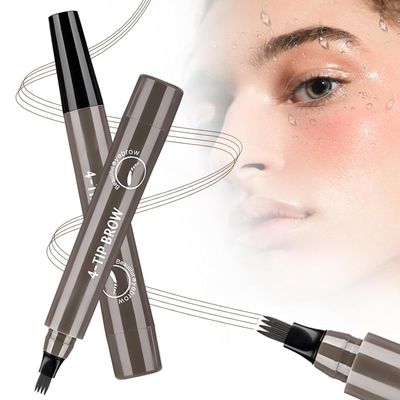 Microblading Eyebrow Pencils,2026 New 3D Waterproof Eyebrow Pen,Long Lasting 4-Tip Brow Pencil, Microblading Eye Brow Pen for Natural Brows (Gray)