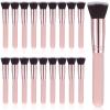 18 Pcs Makeup Brushes Bulk Flat Top Foundation Brush Kit for Liquid Cream Powder Contour Blush Concealer Eyeshadow Blending Liner Makeup Tool Pink view 1