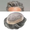 FNY HAIR Toupee Hair For Men Breathable Fine Mono Mens Hair Piece European Remy Human Hair Mens Toupee Mens Hairpieces Hair System For Men 8X10#1B80#1B Off Black+80% Grey 120% Density view 1