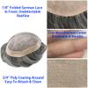 FNY HAIR Toupee Hair For Men Breathable Fine Mono Mens Hair Piece European Remy Human Hair Mens Toupee Mens Hairpieces Hair System For Men 8X10#1B80#1B Off Black+80% Grey 120% Density view 3