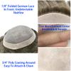 FNY HAIR Toupee Hair For Men Breathable Fine Mono Mens Hair Piece European Remy Human Hair Mens Toupee Mens Hairpieces Hair System For Men 6X9#640#6 Light Brown+40% Grey 120% Density view 4