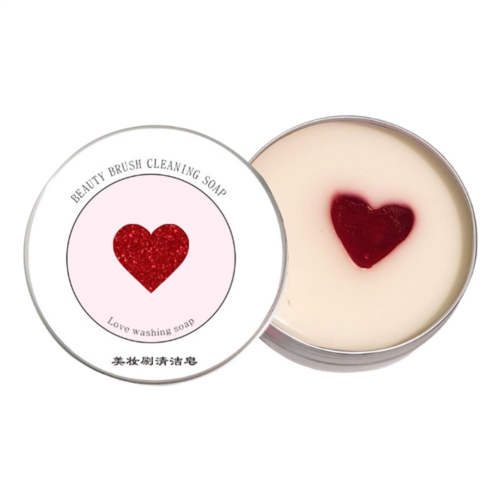 Makeup Brush Cleaner Soap - Heart Shaped, Makeup Brush Cleaner, Premium Durable Material, Gentle Safe Formula, Easy Quick Cleaning, Cosmetic Sponges Foundation Eyeshadow Bronzer