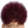 yinxx240708 Short Kinky Curly Human Hair Afro Wig, Glueless Wig, Ready-to-Wear, Daily Use 250 Density for Women with Thinning Hair(Burg Red) view 3