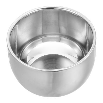 BCOATH 304 Stainless Steel Shaving Mug 200ml Double-layer Professional Shaving Bowl for Men Household Silver Wet Shave Accessory