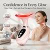 7-Color LED Light Facial Massager Set, Face and Neck Massager with Heat & Vibration for Toning, Glow Boost, and Fine Line Reduction, Rechargeable Beauty Device Gifts for Women and Men view 4