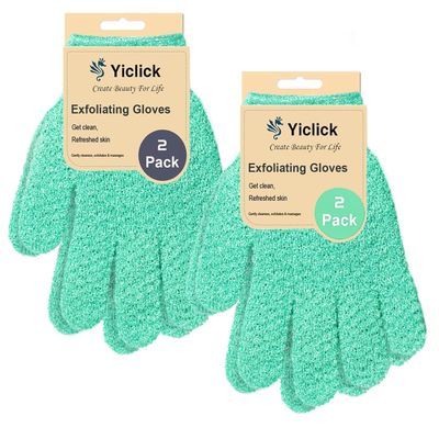 Yiclick Heavy Exfoliating Gloves, Exfoliating Body Scrubber for Bath Shower Exfoliation, Body Scrub Exfoliator for Dead Skin Remover, Exfoliate Sponge Loofah Washcloth Mitt Men Women