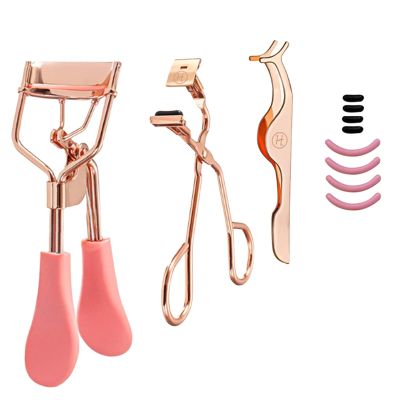 3Pcs Eyelash Curler with 4 Refill Pads and Replacement Strips, Easy to Use Non Slip Grip Professional Stainless Steel Eyelash Curlers,Long Lasting Eye Lash Curler for Women,Makeup Tools