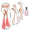 3Pcs Eyelash Curler with 4 Refill Pads and Replacement Strips, Easy to Use Non Slip Grip Professional Stainless Steel Eyelash Curlers,Long Lasting Eye Lash Curler for Women,Makeup Tools view 2