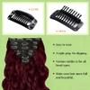 99J Clip in Extensions Human Hair 30 Inch Burgundy Long Wave Clip in Seamless Extensions Human Hair Skin Weft Seamless Invisible Unprocessed Brazilian Virgin Remy Hair 120g view 3