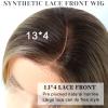 26 Inch Straight Synthetic Lace Front Wig Ombre Brown Blonde Highlights view 3