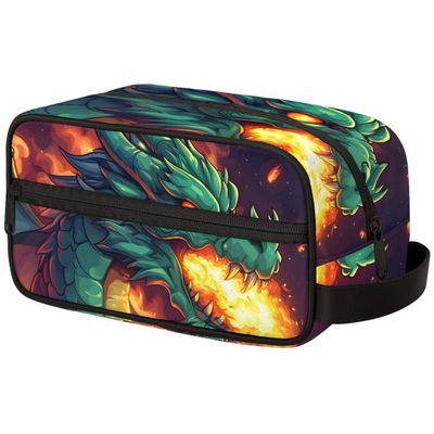 LCLJJDMBM Fire-Breathing Dragon Boys Travel Toiletry Bag Waterproof Wash Bag Shower Shaving Bag Cosmetic Organizer Makeup Bag Portable Toiletries Accessories for Women Men Dragon