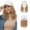 SEGO Pro White Wig Hat, Baseball Cap with Hair Attached for Women, 8" Hat Wig with Heat Resistant Synthetic Hair Extensions, for Daily Wear, Busy Mornings- Wavy, Caramel Blonde Mix Bleach Blonde view 1