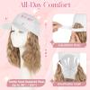 SEGO Pro White Wig Hat, Baseball Cap with Hair Attached for Women, 8" Hat Wig with Heat Resistant Synthetic Hair Extensions, for Daily Wear, Busy Mornings- Wavy, Caramel Blonde Mix Bleach Blonde view 2