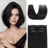 Rich Choices Clip In Hair Extensions Real Human Hair-5 Pcs(4PCS Single Clip+1PCS 3 Clips)-Remy Short Clip in Extensions for Thin Hairs-Mini Clip ins Hairpiece for Women 10 Inch #1B Natural Black view 1