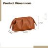 YHomU Wide Pu Leather Cosmetic Bag, Brown For Travel view 2
