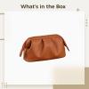 YHomU Wide Pu Leather Cosmetic Bag, Brown For Travel view 3