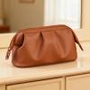 YHomU Wide Pu Leather Cosmetic Bag, Brown For Travel view 4