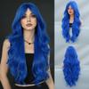 Synthetic Fiber 30 Inch European American Style Ash Golden Long Curly Wig, Wigs for Women with Side Bangs, Suitable for Party and Cosplay Events (78cm-blue) view 1