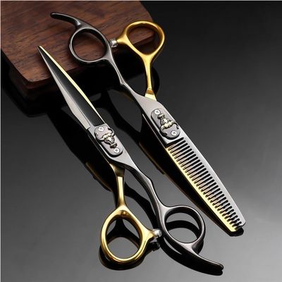 6 Inch Hair Cutting Scissors Set - 440C Steel Barber Shears & Thinning for Hairdressers Premium Tools & Accessories