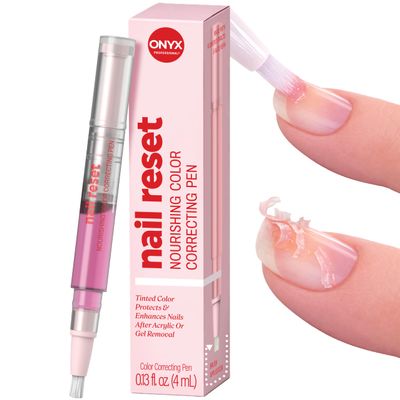 Onyx Professional Nail Repair Pen - Nail Treatment to Repair Nails Damaged from Gel & Acrylics, Reset Nourishing Color Correcting, Tinted Color Protects & Enhances Nails, 0.13 fl oz.