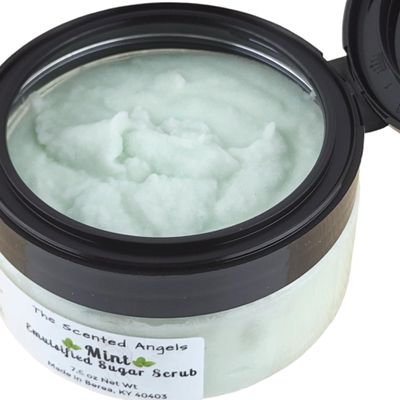 TSA Handmade Luxurious Emulsified Mint Sugar Scrub, Body Wash Exfoliator, Deep Clean, Spa, Skin Care, Dry Skin, Moisturizer, Scented, Woman, Men, Gift, 7.6 oz Jar