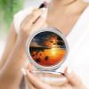 FekiLoot Palm Tree Sun Landscape Compact Mirror Double-Sided Round Travel Makeup Mirrors 1x / 2X Magnifying Portable Metal Mini Pocket Handheld Vanity Mirror for Women Girls Mother view 4
